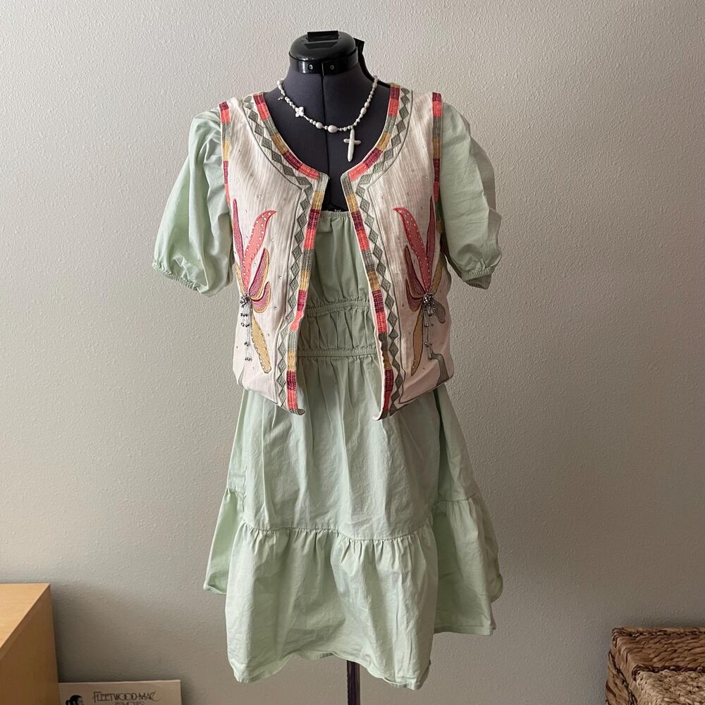 Boho Embroidered Vest fairy cottage coastal cowgirl festival | size M/L - Picture 3 of 11